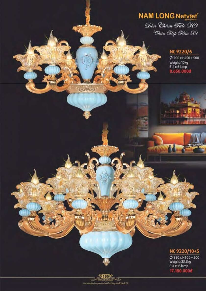 Đèn chùm Nam Long Netviet NC 9220/6, NC 9220/10+5