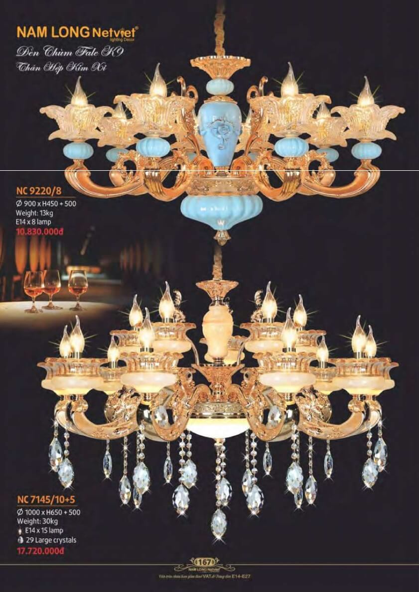 Đèn chùm Nam Long Netviet NC 9220/8, NC 7145/10+5