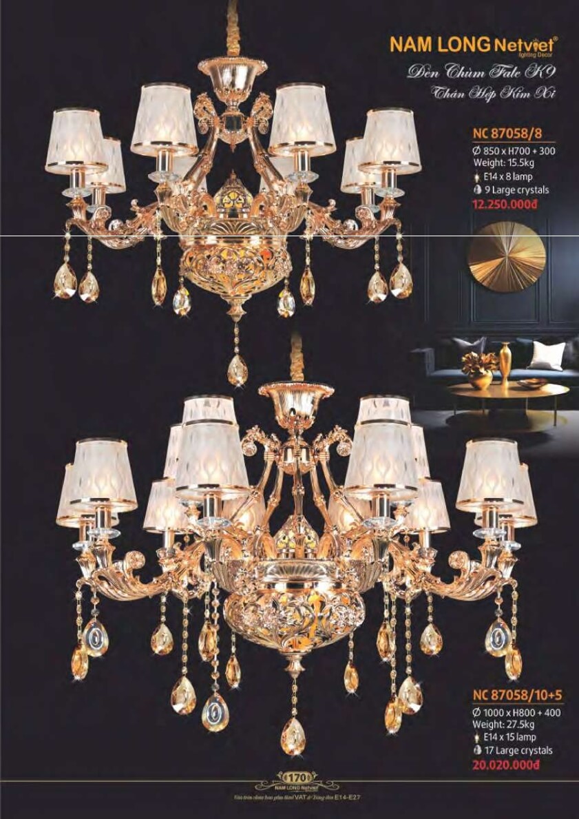 Đèn chùm Nam Long Netviet NC 87058/8, NC 87058/10+5