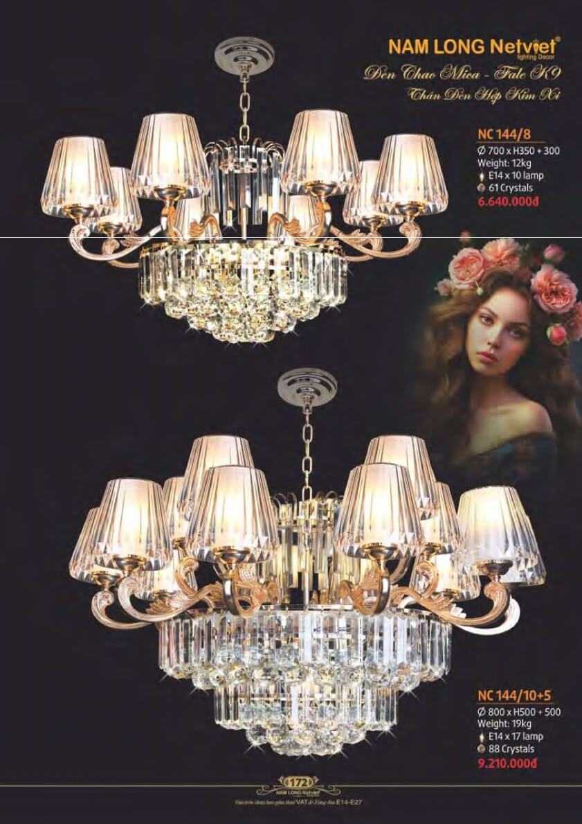 Đèn chùm Nam Long Netviet NC 144/8, NC 144/10+5