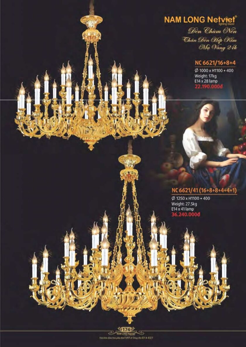 Đèn chùm Nam Long Netviet NC 6621/16+8+4, NC 6621/41
