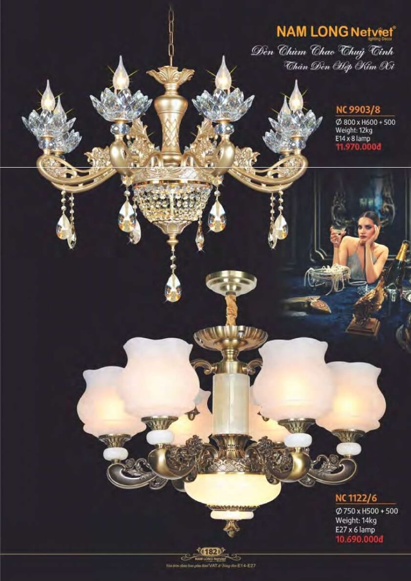 Đèn chùm Nam Long Netviet NC 9903/8, NC 1122/6