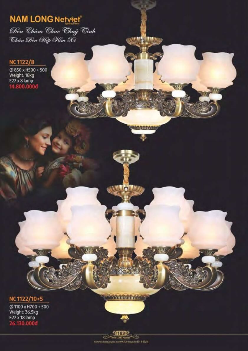 Đèn chùm Nam Long Netviet NC 1122/8, NC 1122/10+5