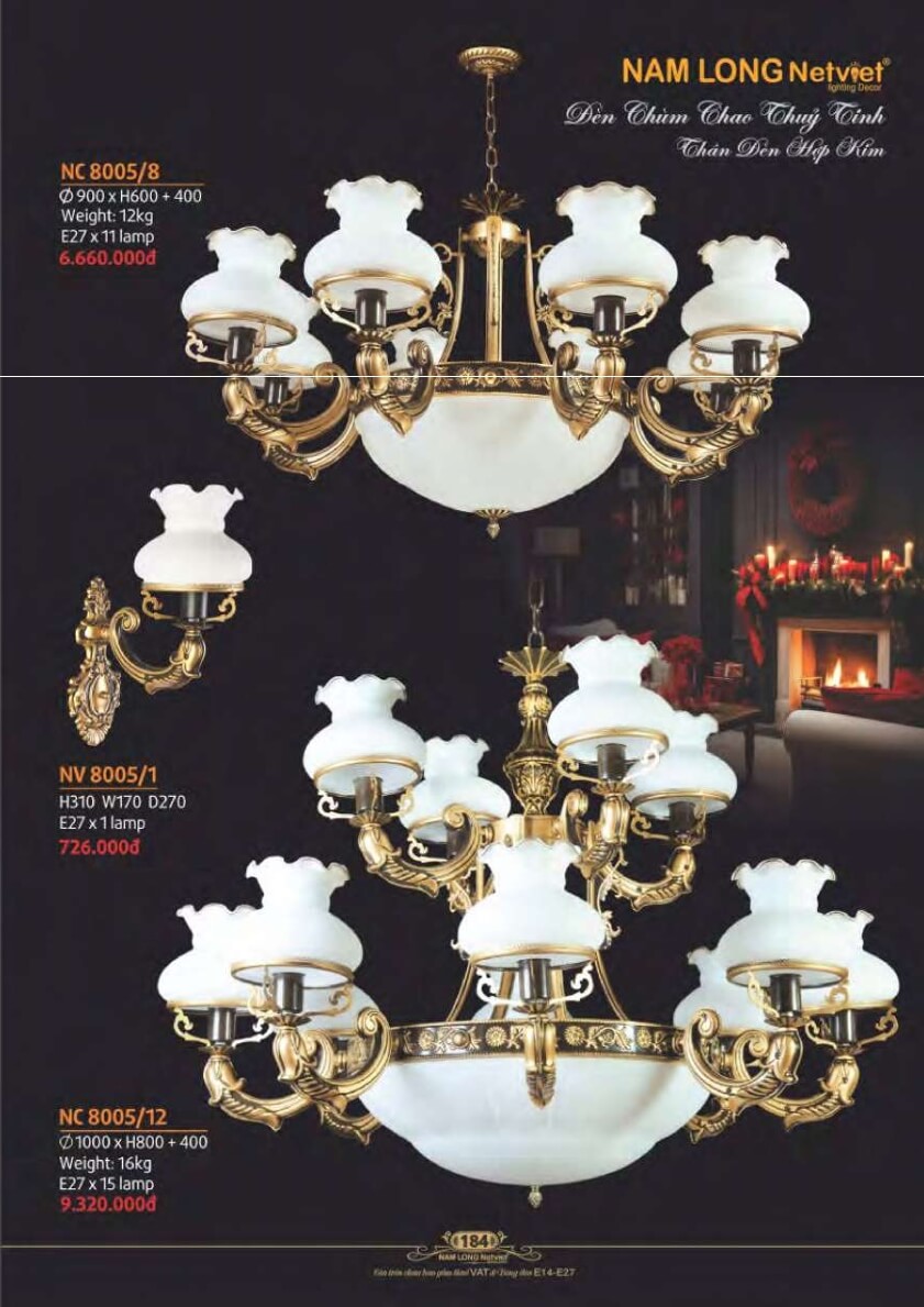 Đèn chùm Nam Long Netviet NC 8005/8, NC 8005/1, NC 8005/12