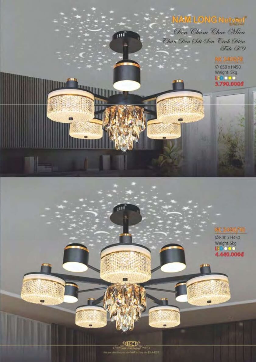 Đèn chùm Nam Long Netviet NC 2400/8, NC 2400/10