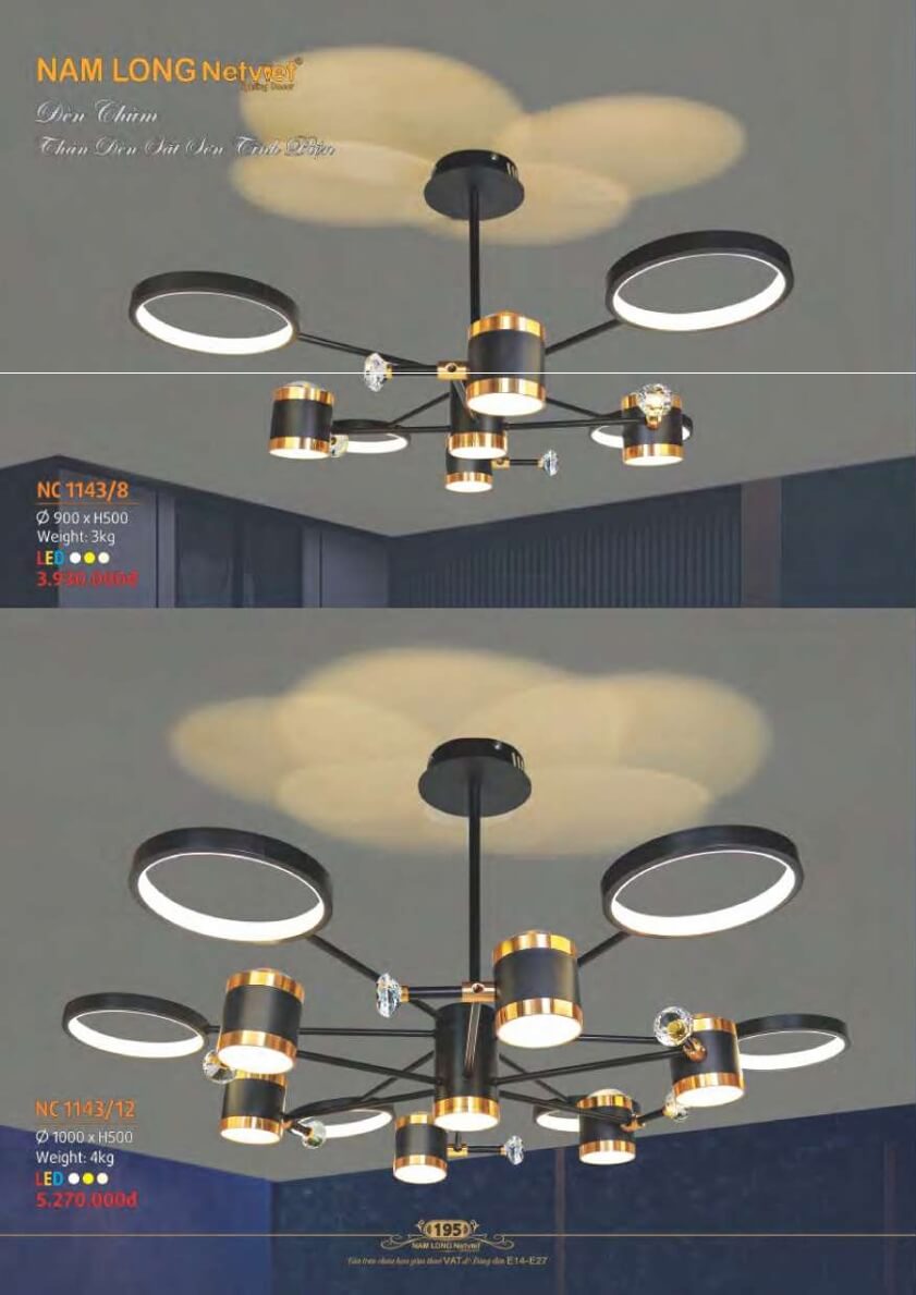 Đèn chùm Nam Long Netviet NC 1143/8, NC 1143/12