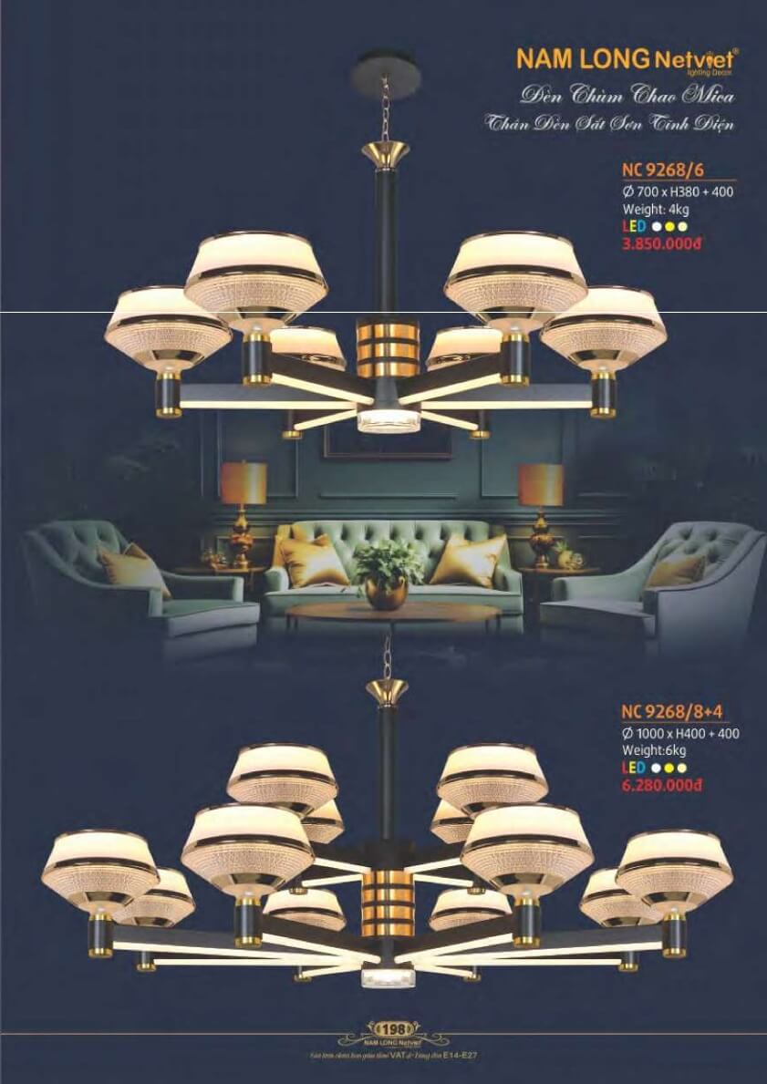 Đèn chùm Nam Long Netviet NC 9268/6, NC 9268/8+4