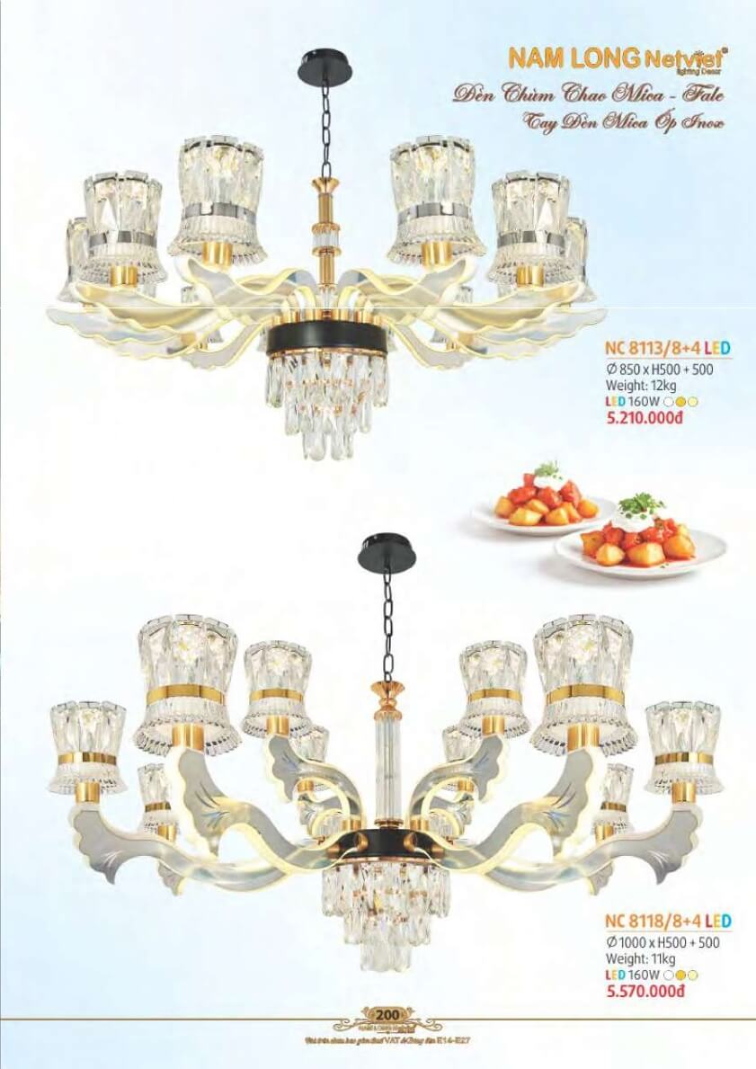 Đèn chùm Nam Long Netviet NC 8113/8+4, NC 8118/8+4