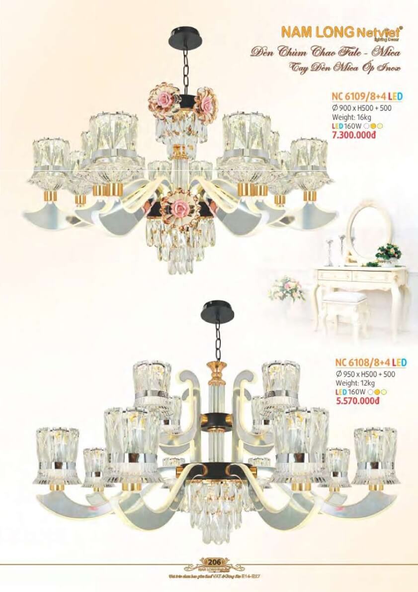 Đèn chùm Nam Long Netviet NC 6108/8+4, NC 6109/8+4