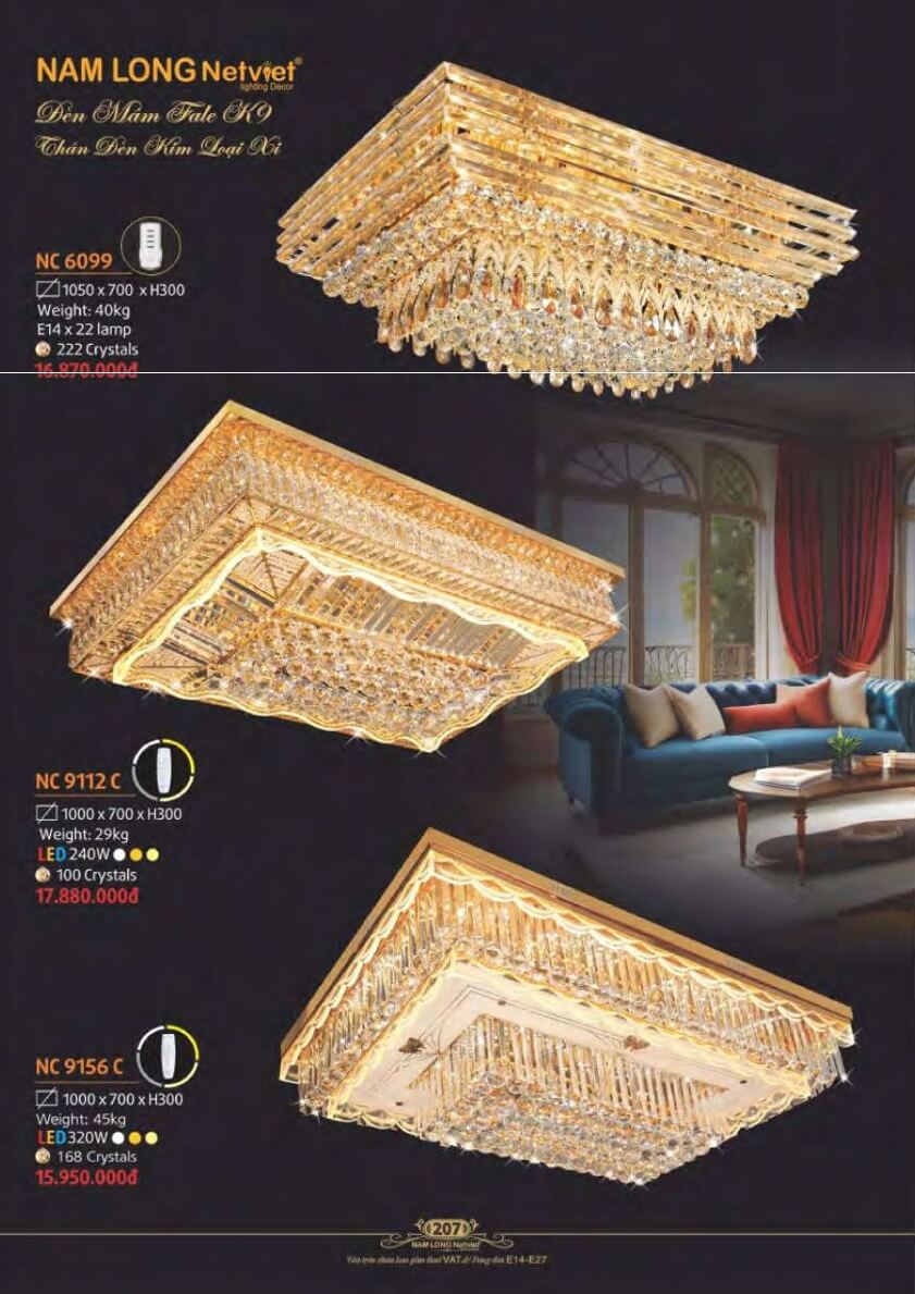 Đèn mâm Nam Long Netviet NC 6099, NC 9112C, NC 9156C