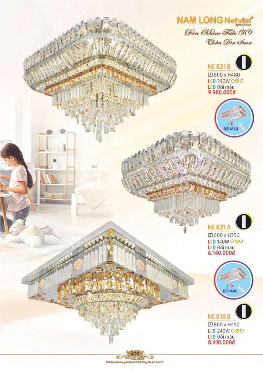 Đèn mâm Nam Long Netviet NC 821B, NC 821A, NC 818B
