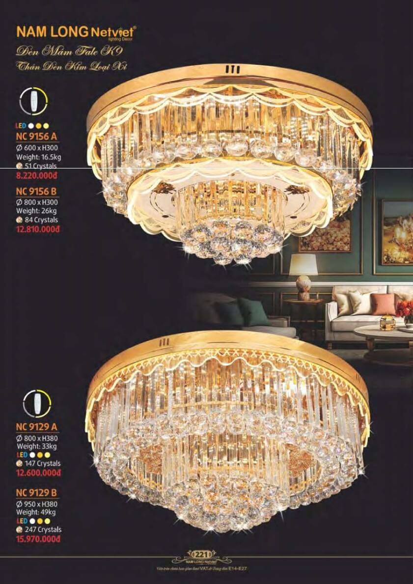 Đèn mâm Nam Long Netviet NC 9156A, NC 9156B, NC 9129A, NC 9129B