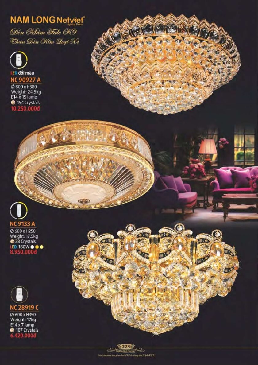 Đèn mâm Nam Long Netviet NC 90927A, NC 9133A, NC 28919C