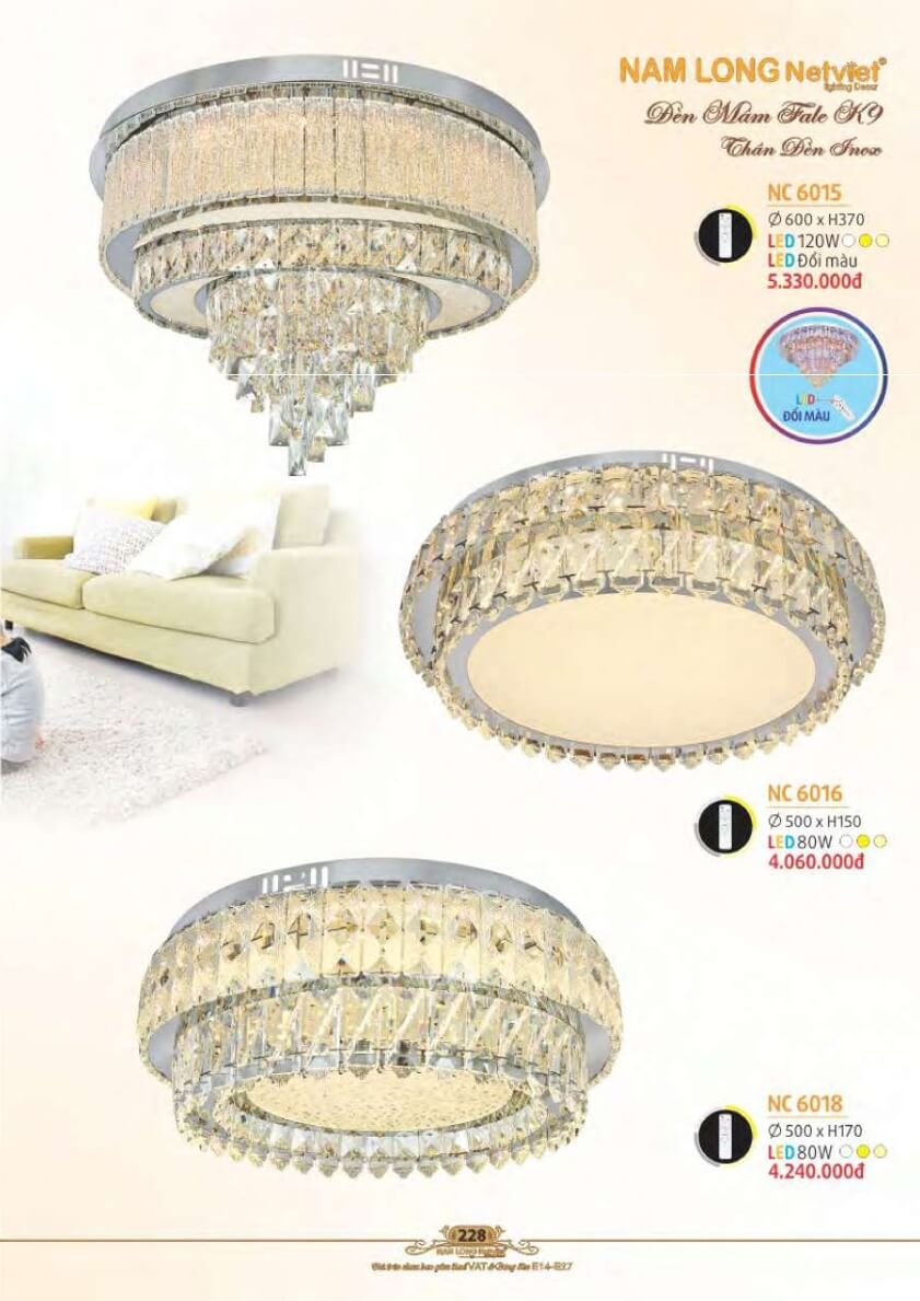 Đèn mâm Nam Long Netviet NC 6015, NC 6016, NC 6018