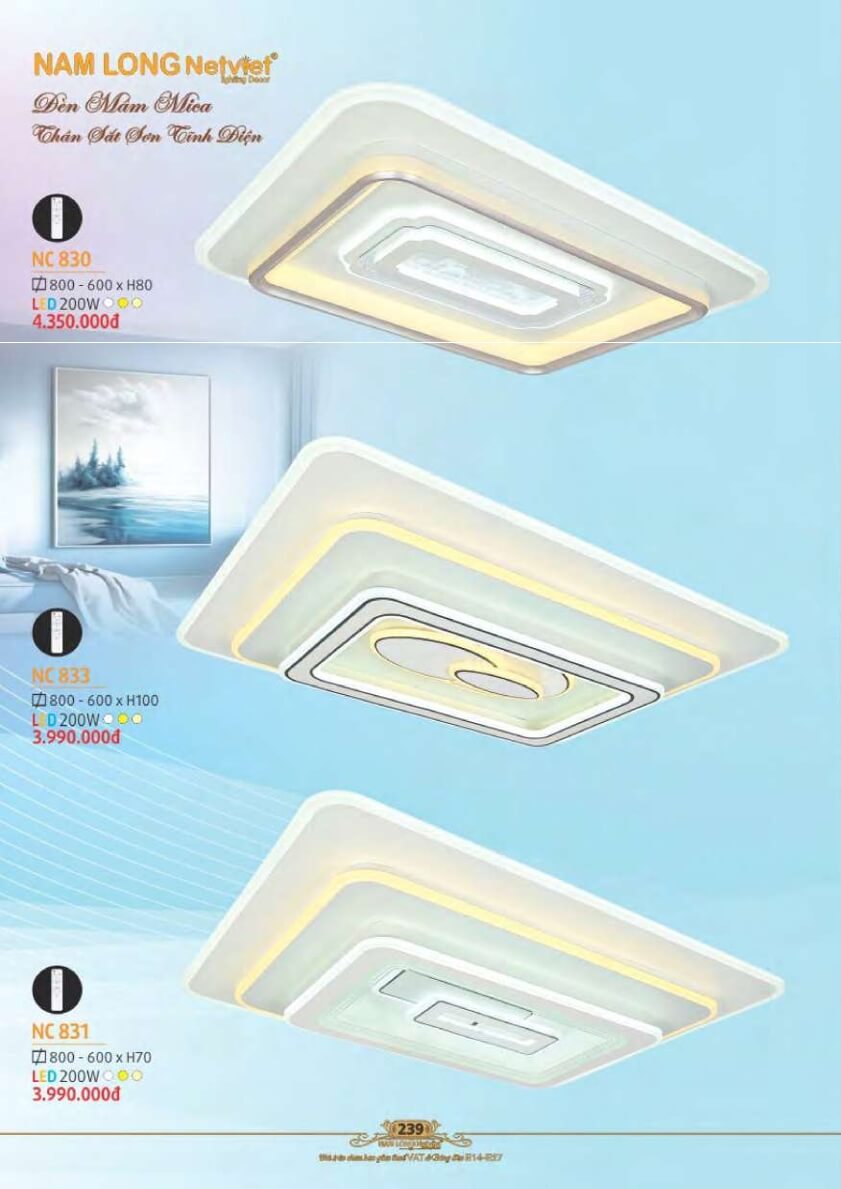 Đèn mâm Nam Long Netviet NC 830, NC 831, NC 833