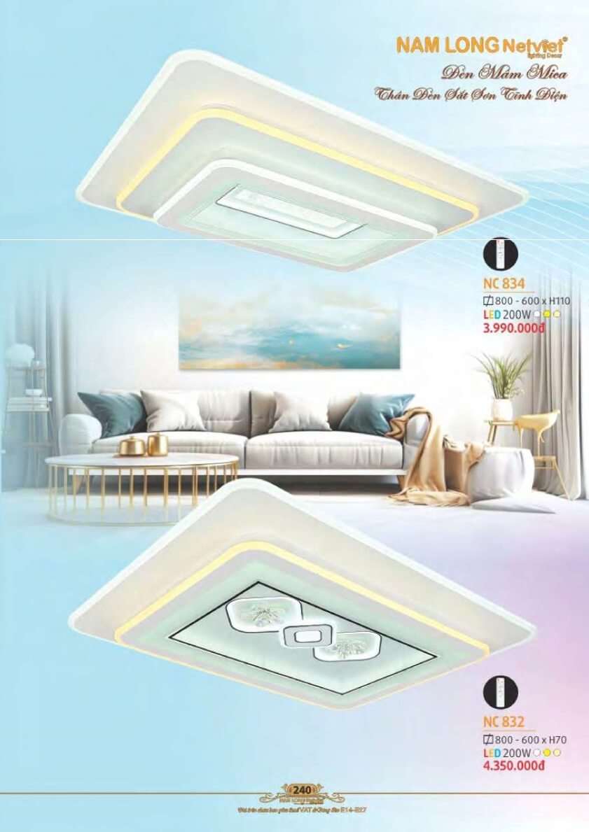 Đèn mâm Nam Long Netviet NC 834, NC 832