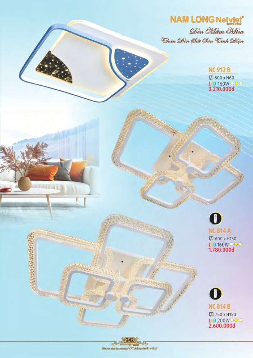 Đèn mâm Nam Long Netviet NC 912B, NC 814A, NC 814B