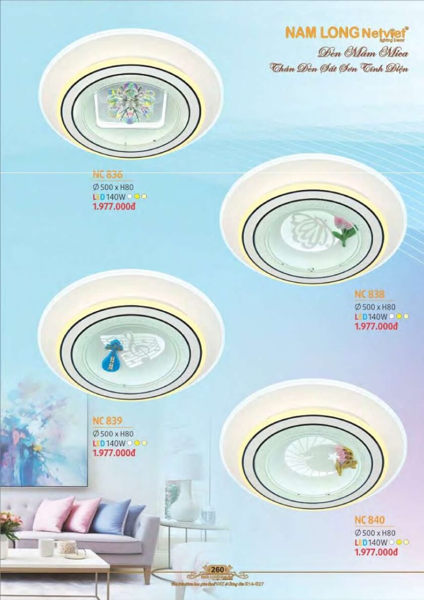 Đèn mâm Nam Long Netviet NC 836, NC 838, NC 839, NC 840