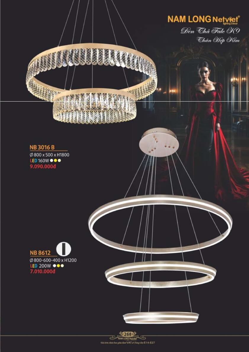 Đèn thả Nam Long Netviet NB 3016B, NB 8612