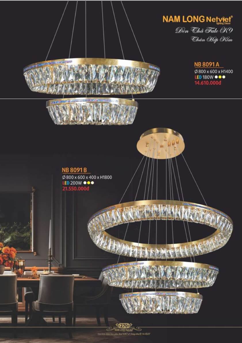 Đèn thả Nam Long Netviet NB 8091A, NB 8091B
