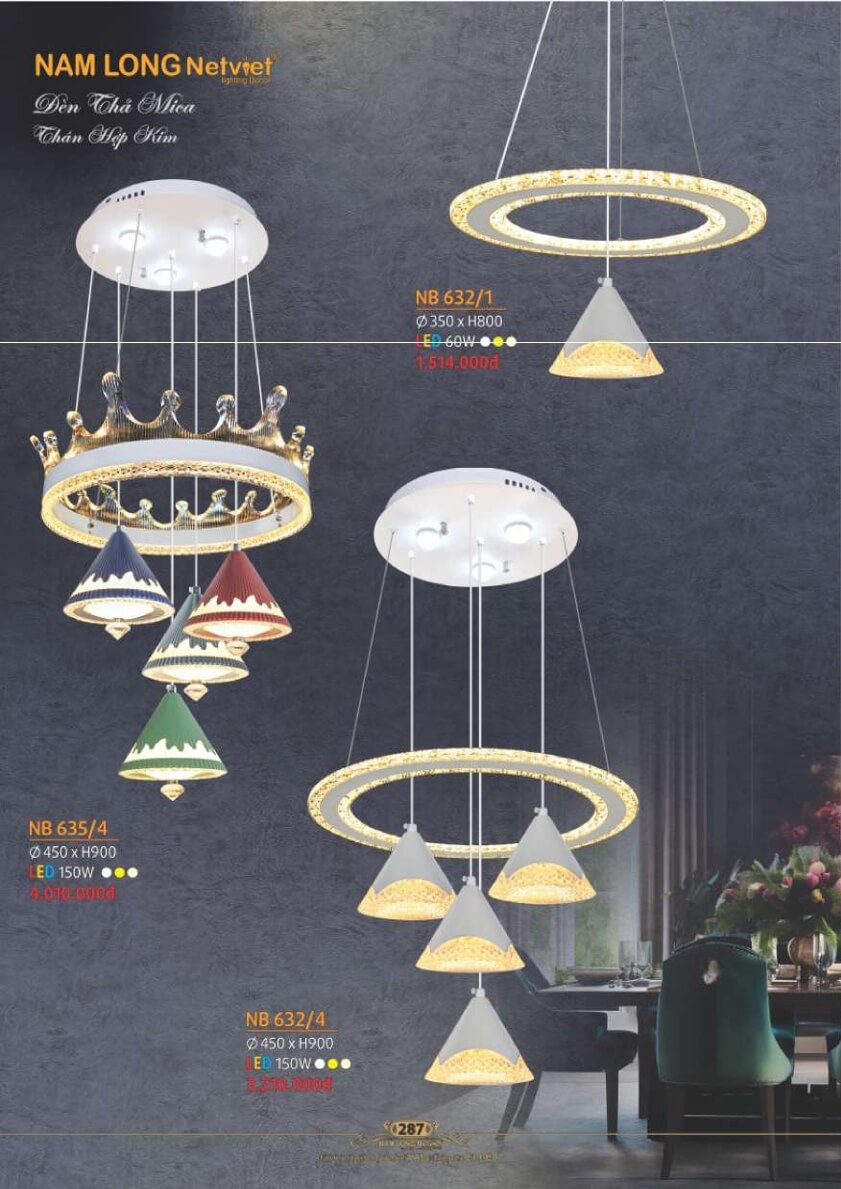 Đèn thả Nam Long Netviet NB 632/1, NB 632/4, NB 635/4