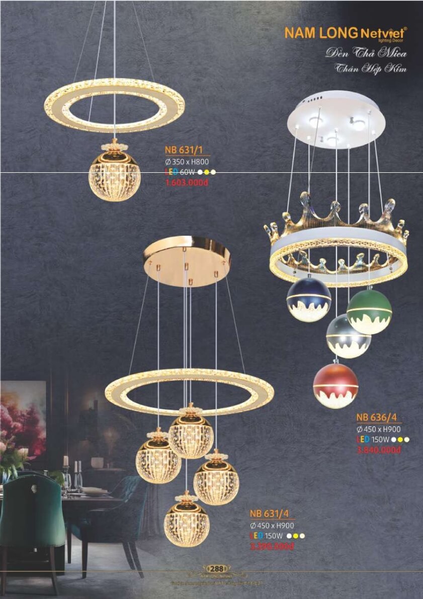 Đèn thả Nam Long Netviet NB 631/1, NB 631/4, NB 636/4