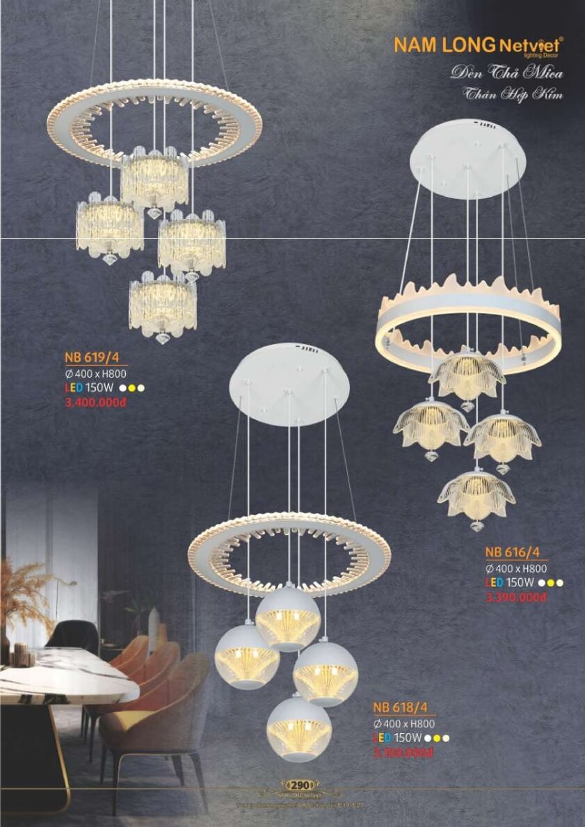 Đèn thả Nam Long Netviet NB 619/4, NB 616/4, NB 618/4