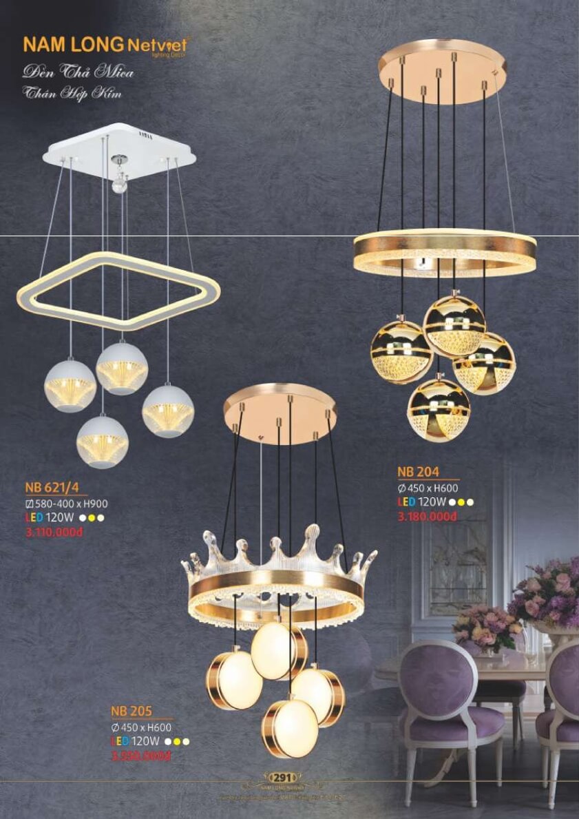 Đèn thả Nam Long Netviet NB 621/4, NB 240, NB 205