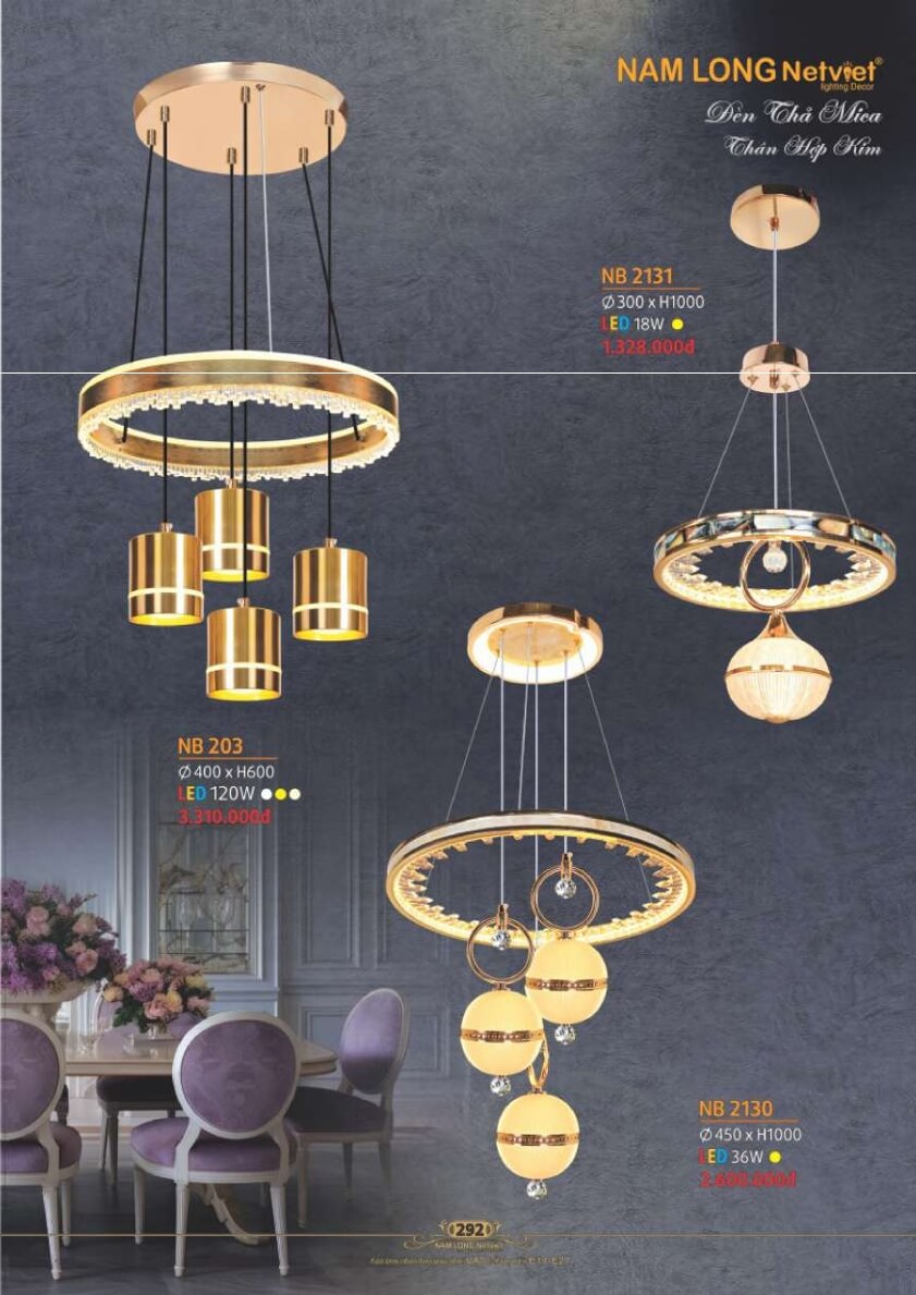 Đèn thả Nam Long Netviet NB 203, NB 2131, NB 2130