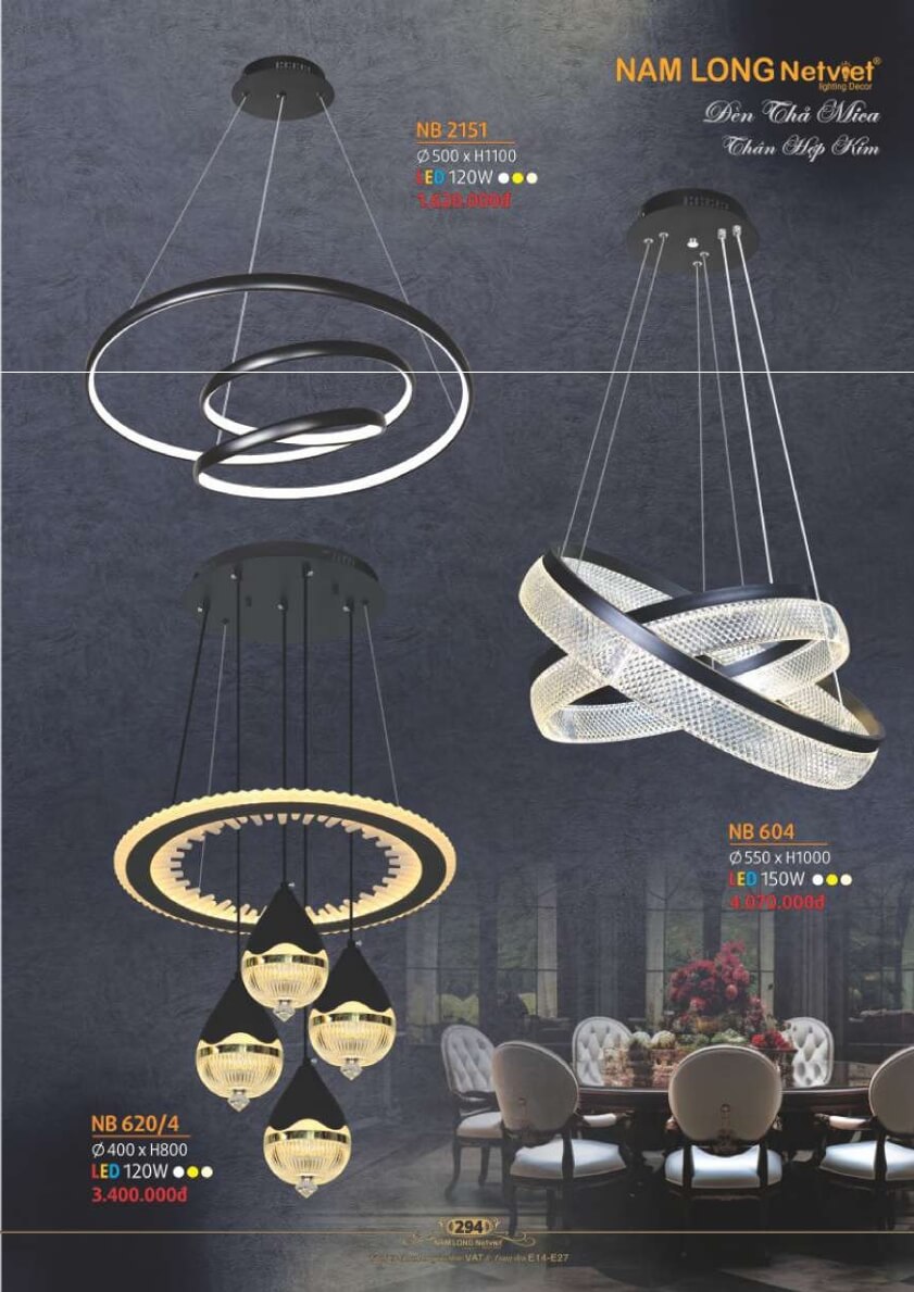 Đèn thả Nam Long Netviet NB 2151, NB 604, NB 620/4