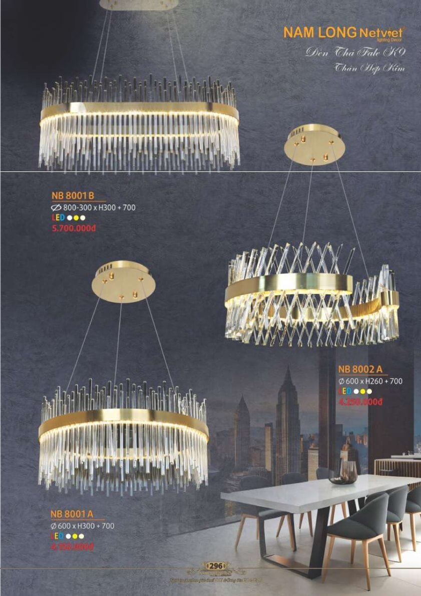 Đèn thả Nam Long Netviet NB 8001B, NB 8002A, NB 8001A