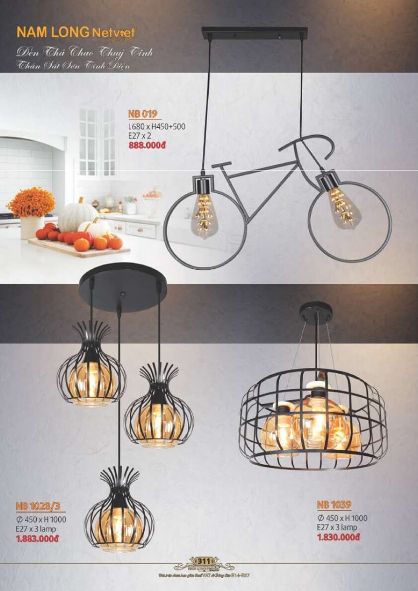 Đèn thả Nam Long Netviet NB 019, NB 1028/3, NB 1039