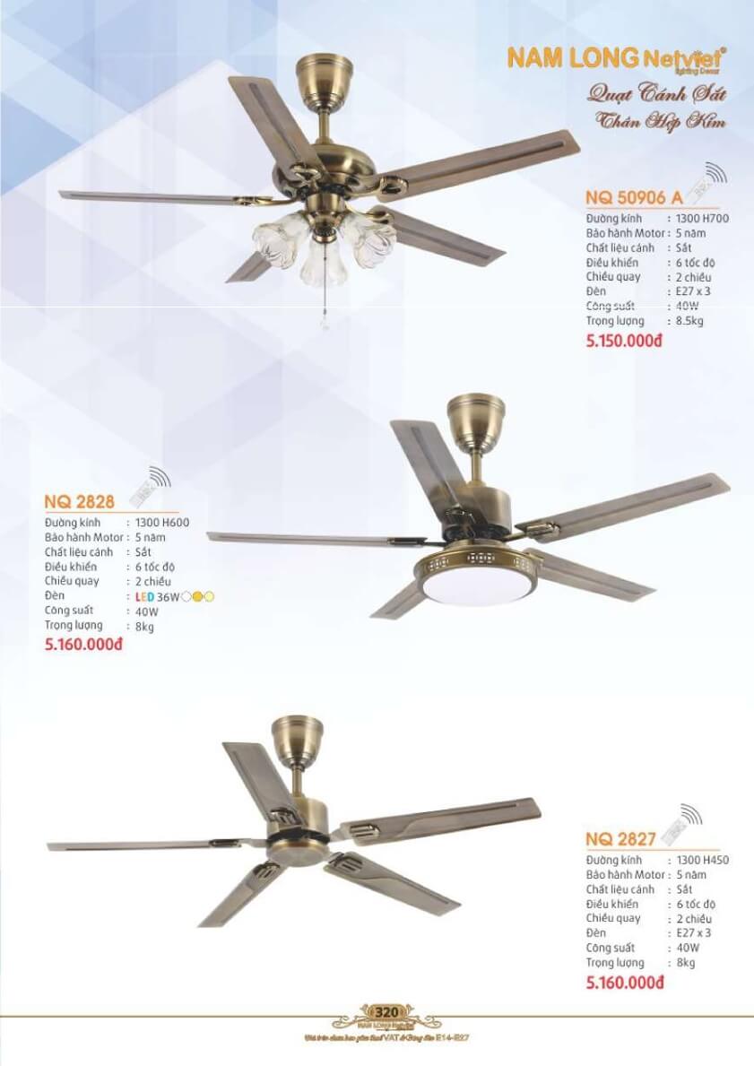 Quạt trần Nam Long Netviet NQ 50906A, NQ 2828, NQ 2827
