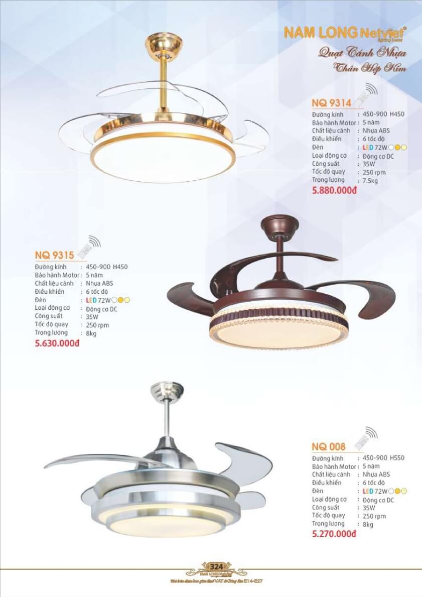 Quạt trần Nam Long Netviet NQ 9314, NQ 9315, NQ 008