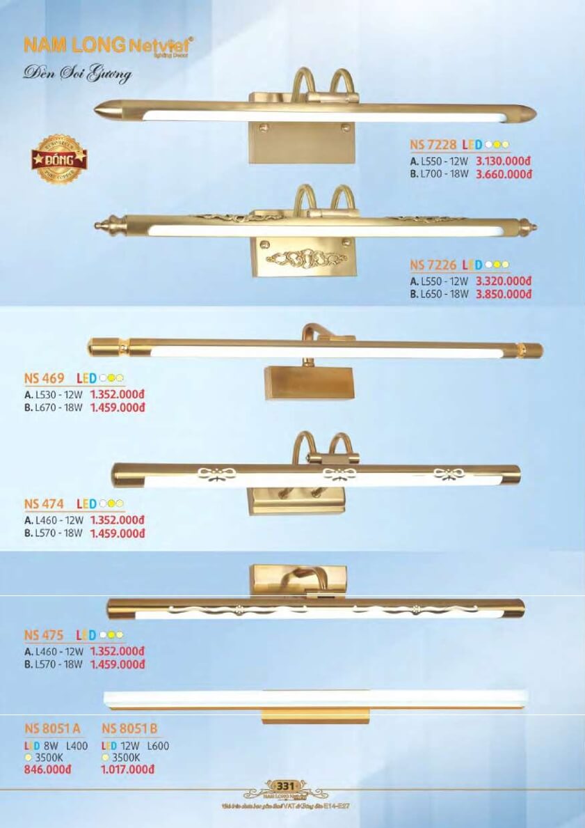 Đèn soi tranh Nam Long Netviet NS 7228, NS 7226, NS 469, NS 474, NS 475, NS 8051A, NS 8051B