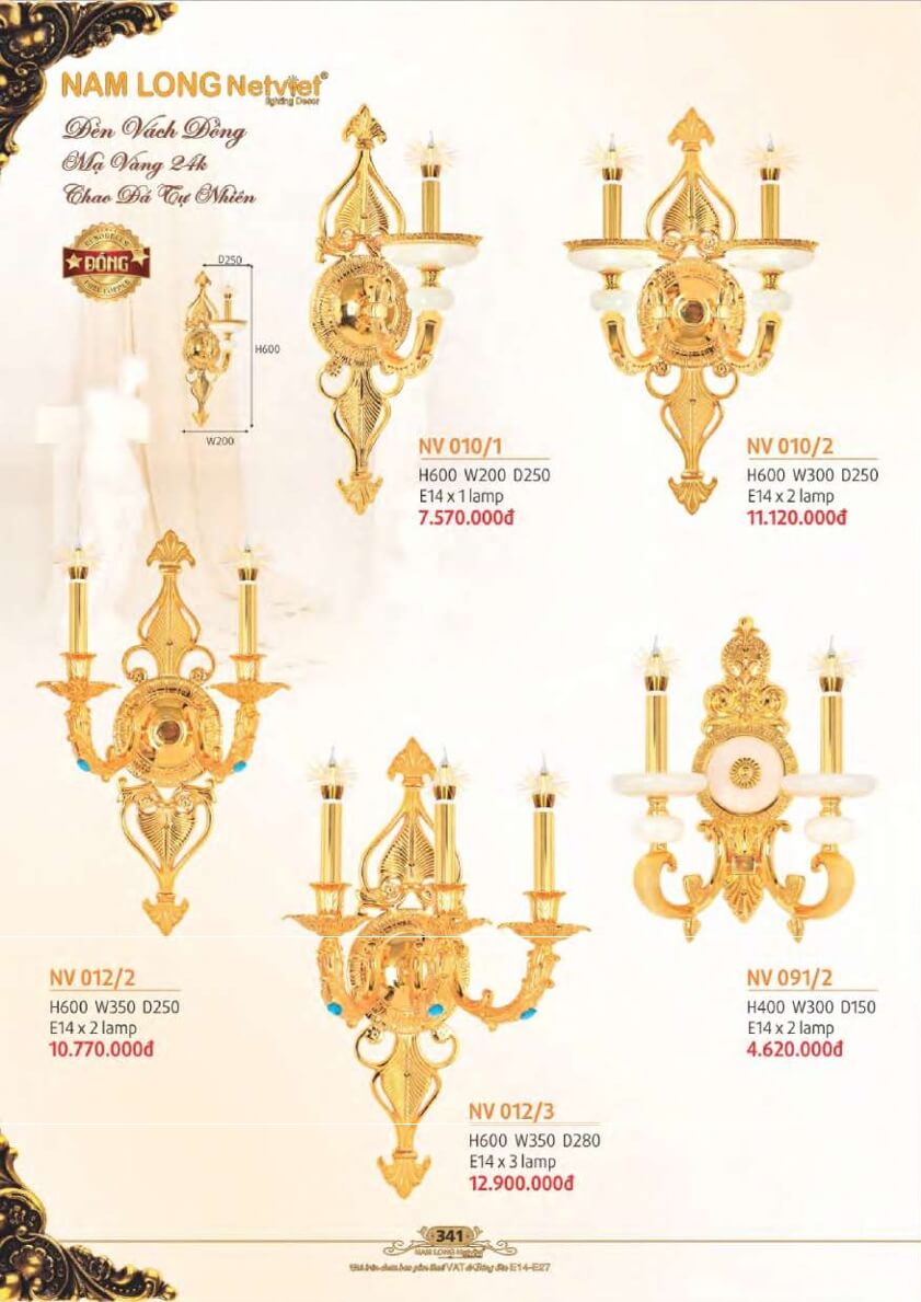 Đèn vách Nam Long Netviet NV 010/1, NV 010/2, NV 012/2, NV 012/3, NV 091/2