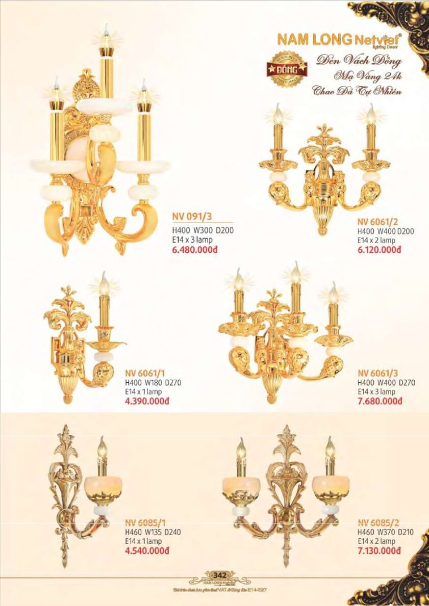 Đèn vách Nam Long Netviet NV 091/3, NV 6061/2, NV 6061/1, NV 6061/3, NV 6085/1, NV 6085/2
