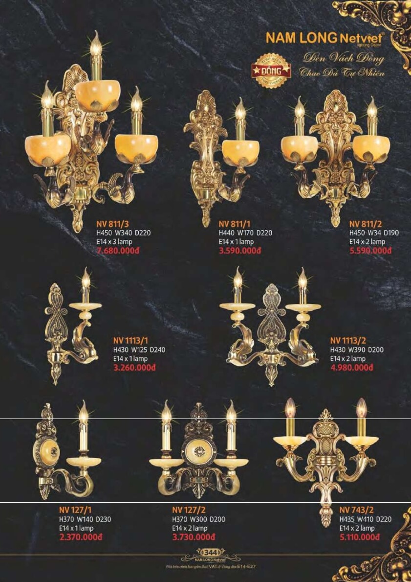 Đèn vách Nam Long Netviet NV 811/3, NV 811/1, NV 811/2, NV 1113/1, NV 1113/2, NV 127/1, NV 127/2, NV 743/2