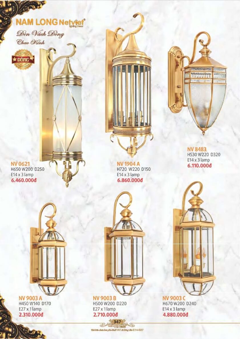 Đèn vách Nam Long Netviet NV 0621, NV 1904A, NV 8483, NV 9003A, NV 9003B, NV 9003C