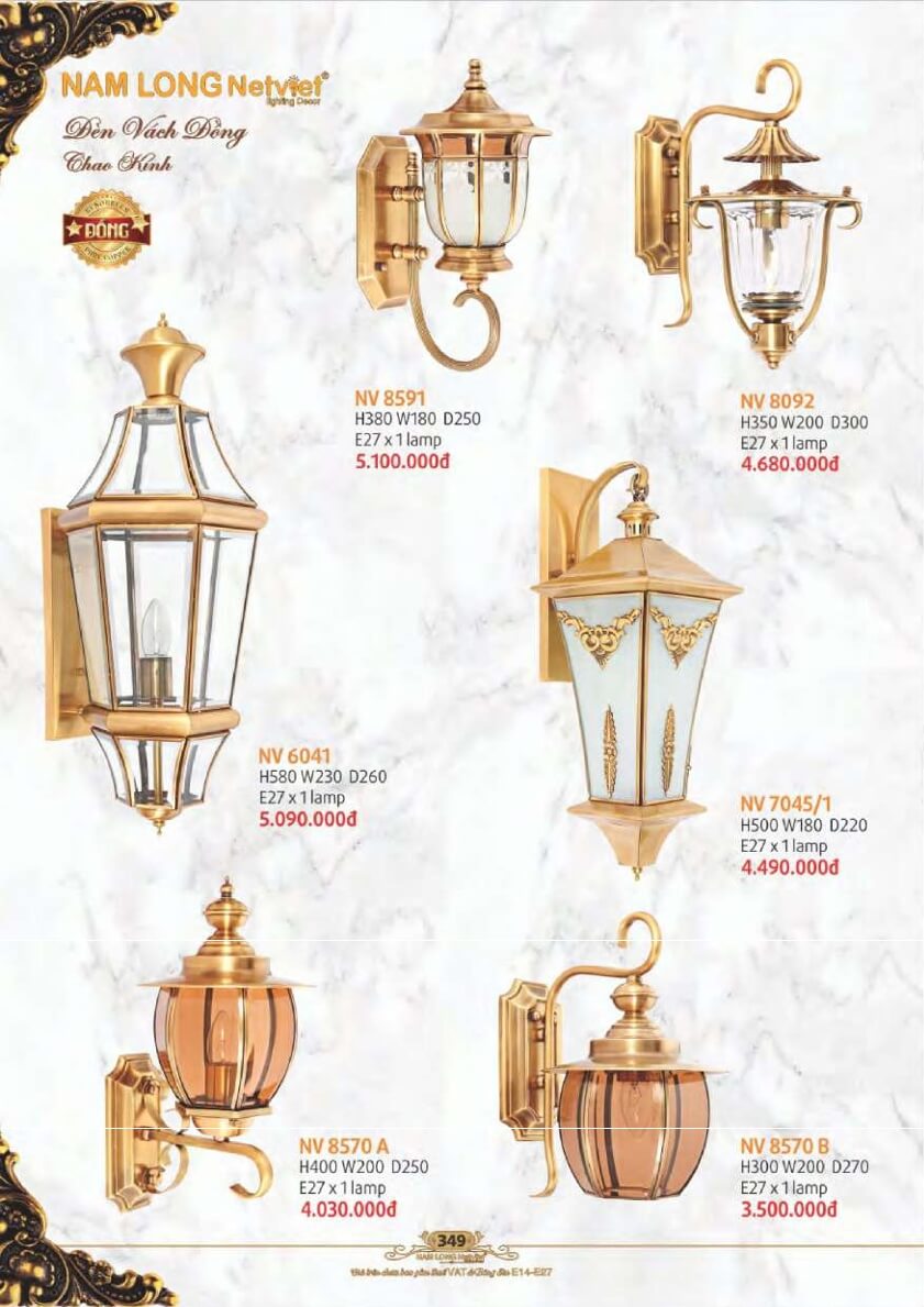 Đèn vách Nam Long Netviet NV 8591, NV 8092, NV 6041, NV 7045/1, NV 8570A, NV8570B