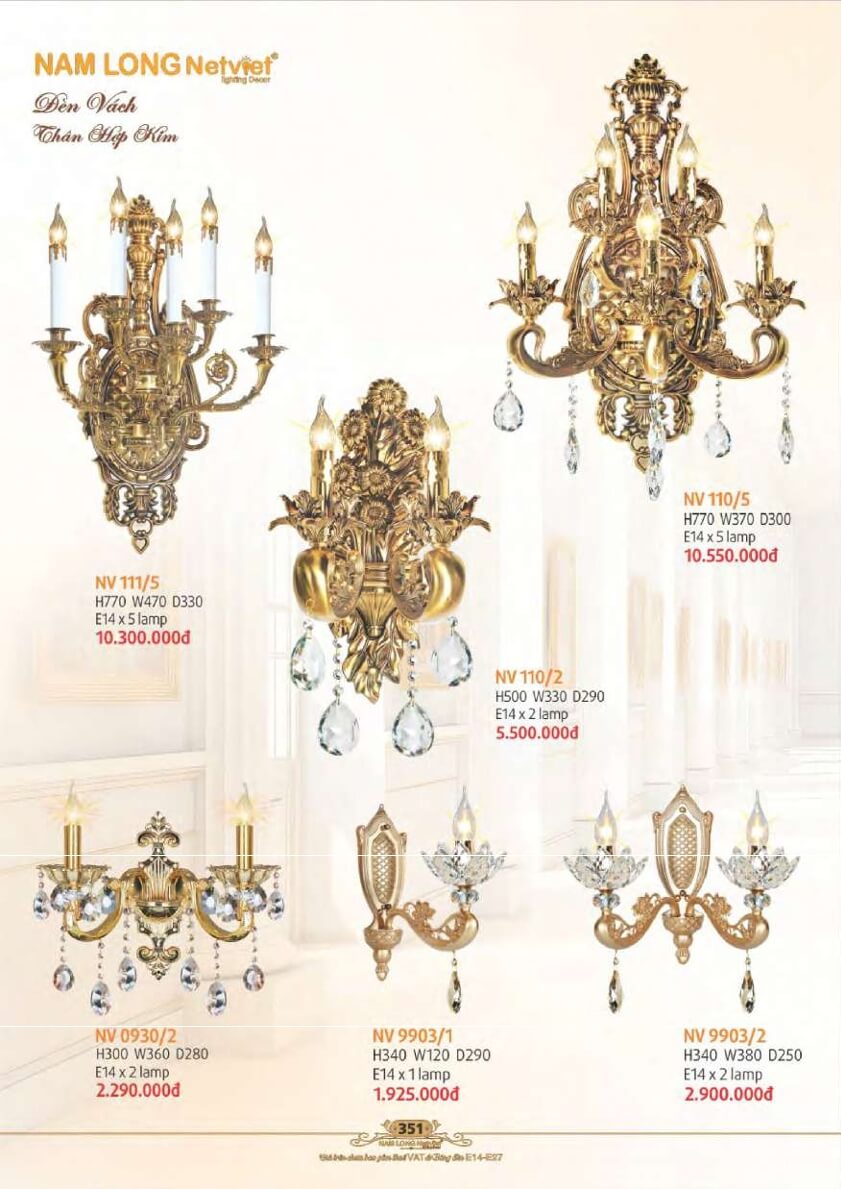 Đèn vách Nam Long Netviet NV 111/5, NV 110/2, NV 110/5, NV 0930/2, NV 9903/1, NV 9903/2