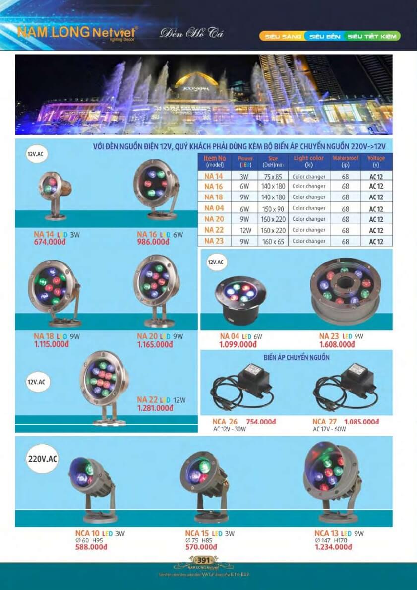 Đèn hồ cá Nam Long Netviet NA14, NA16, NA18, NA20, NA22, NA04, NA23, NCA10, NCA15, NCA13, NCA26, NCA27