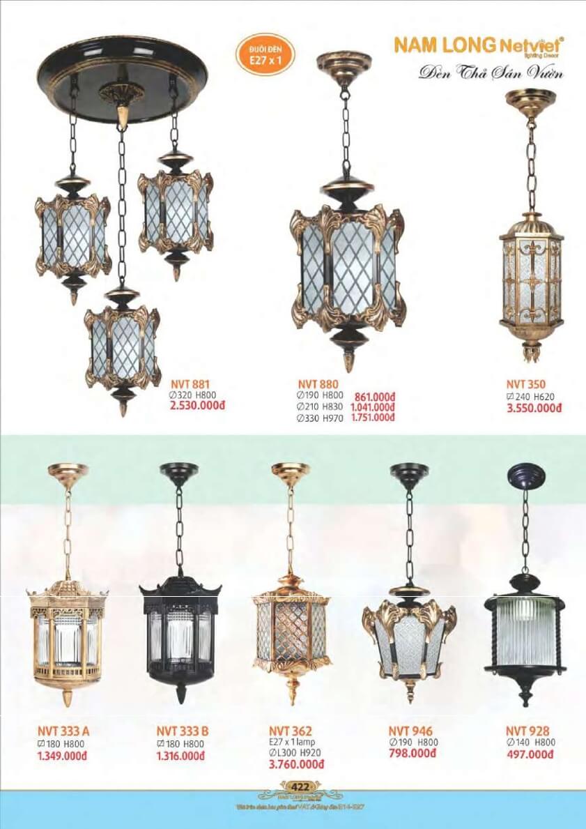 Đèn thả sân vườn Nam Long Netviet NVT 881, NVT 880, NVT 350, NVT 333A, NVT 333B, NVT 362, NVT 946, NVT 928