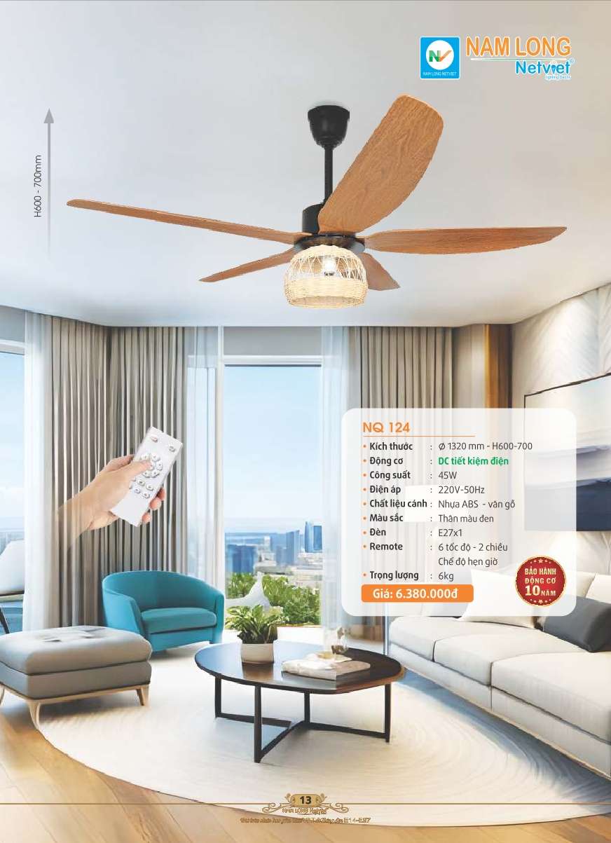 Quạt trần Nam Long Netviet NQ 124