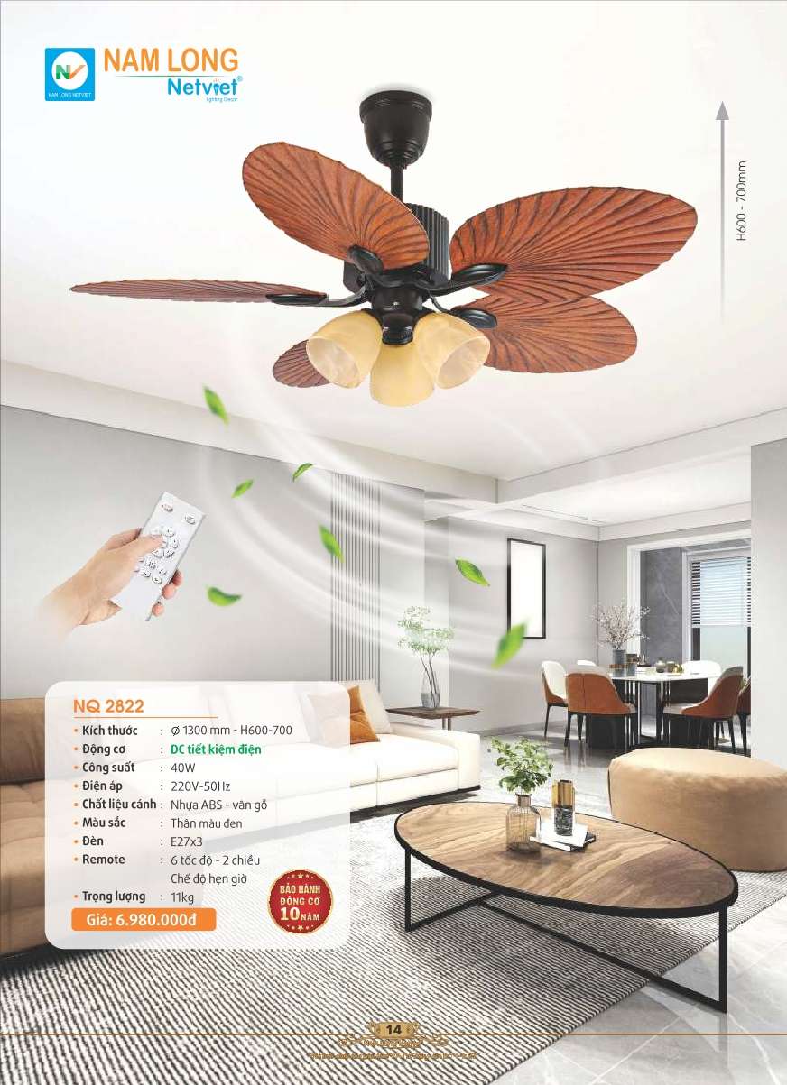 Quạt trần Nam Long Netviet NQ 2822