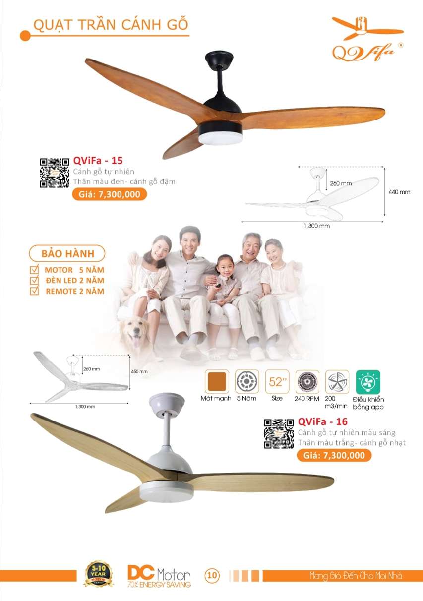 Quạt trần QViFa - 15, QViFa - 16
