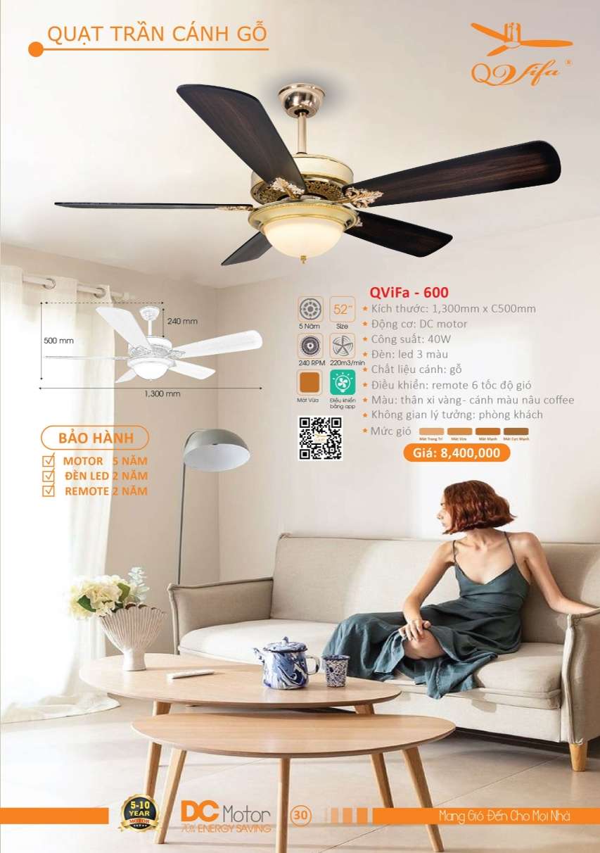 Quạt trần QViFa - 600