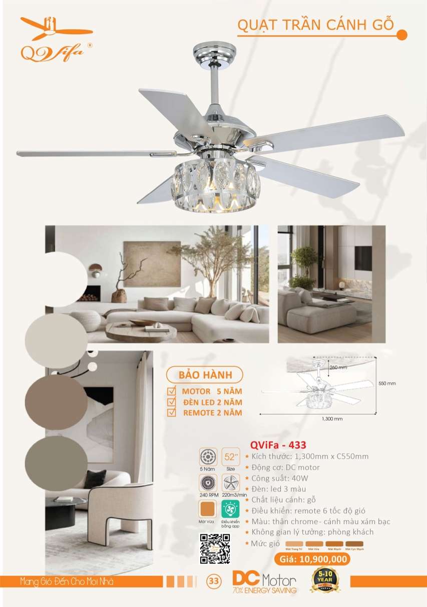 Quạt trần QViFa - 433