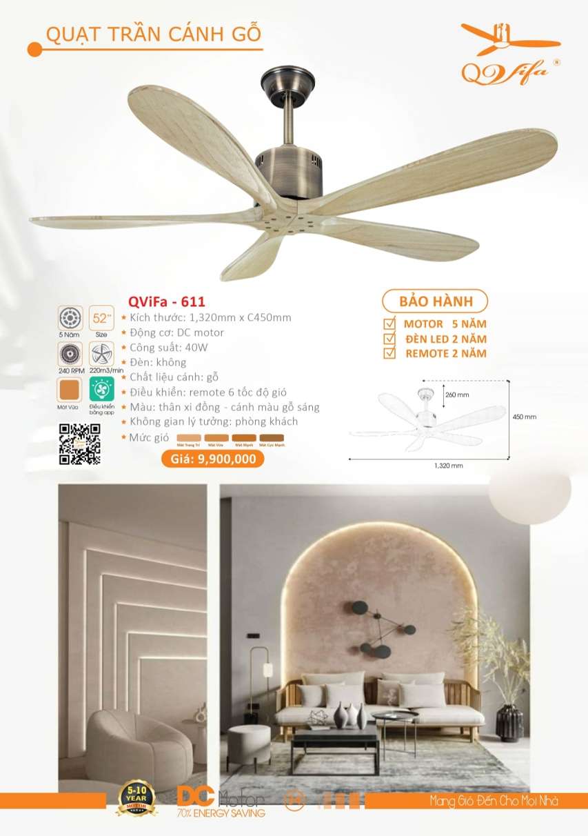 Quạt trần QViFa - 611