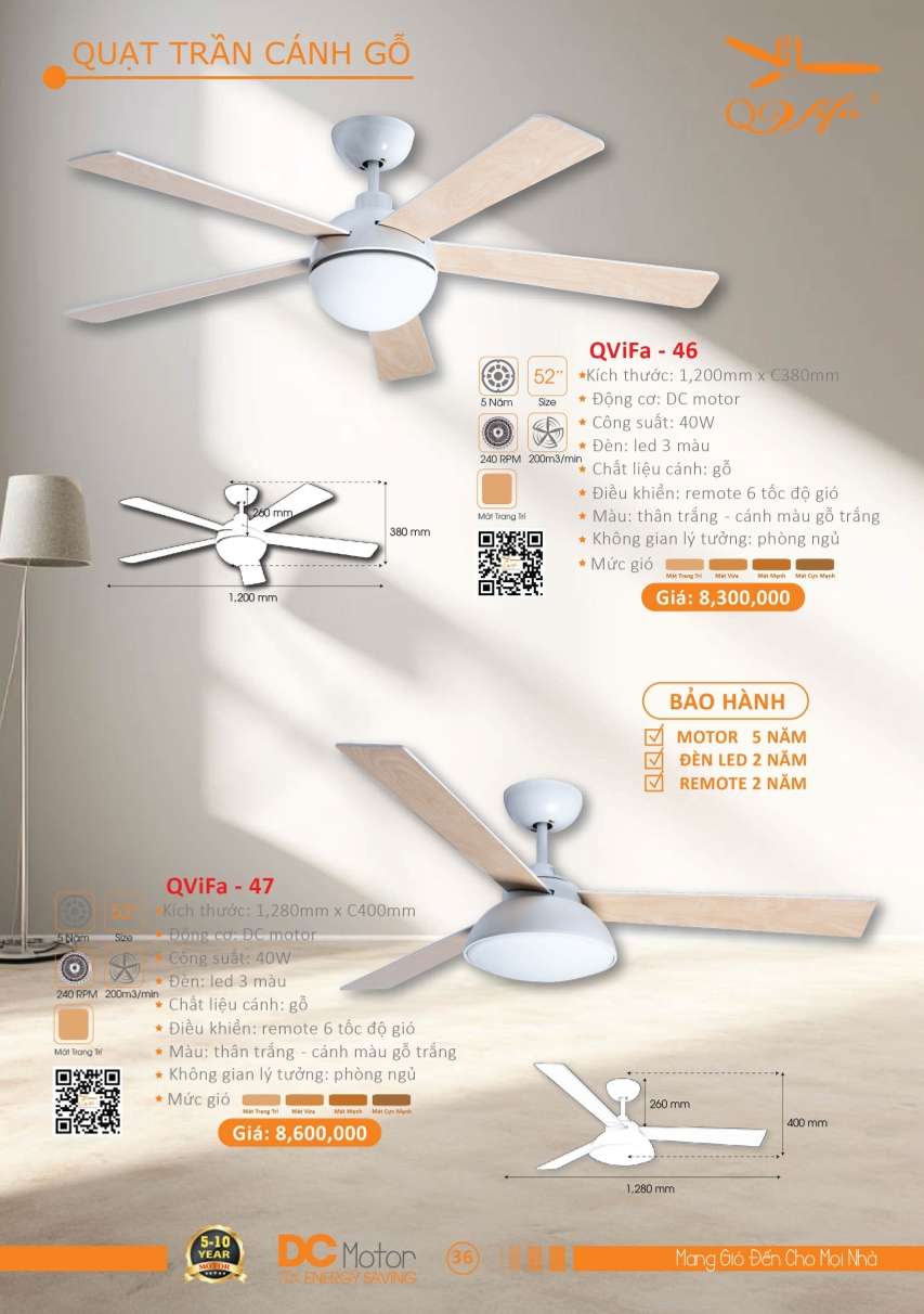 Quạt trần QViFa - 46, QViFa - 47